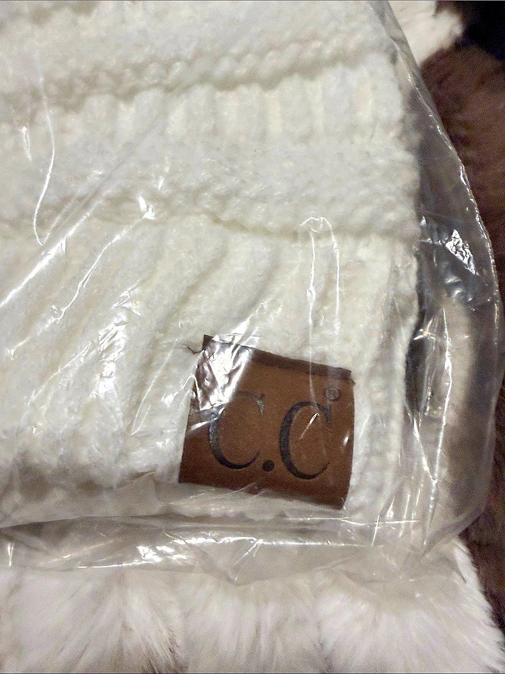 C.C White Knit Pom Hat NWT - Picture 2 of 2